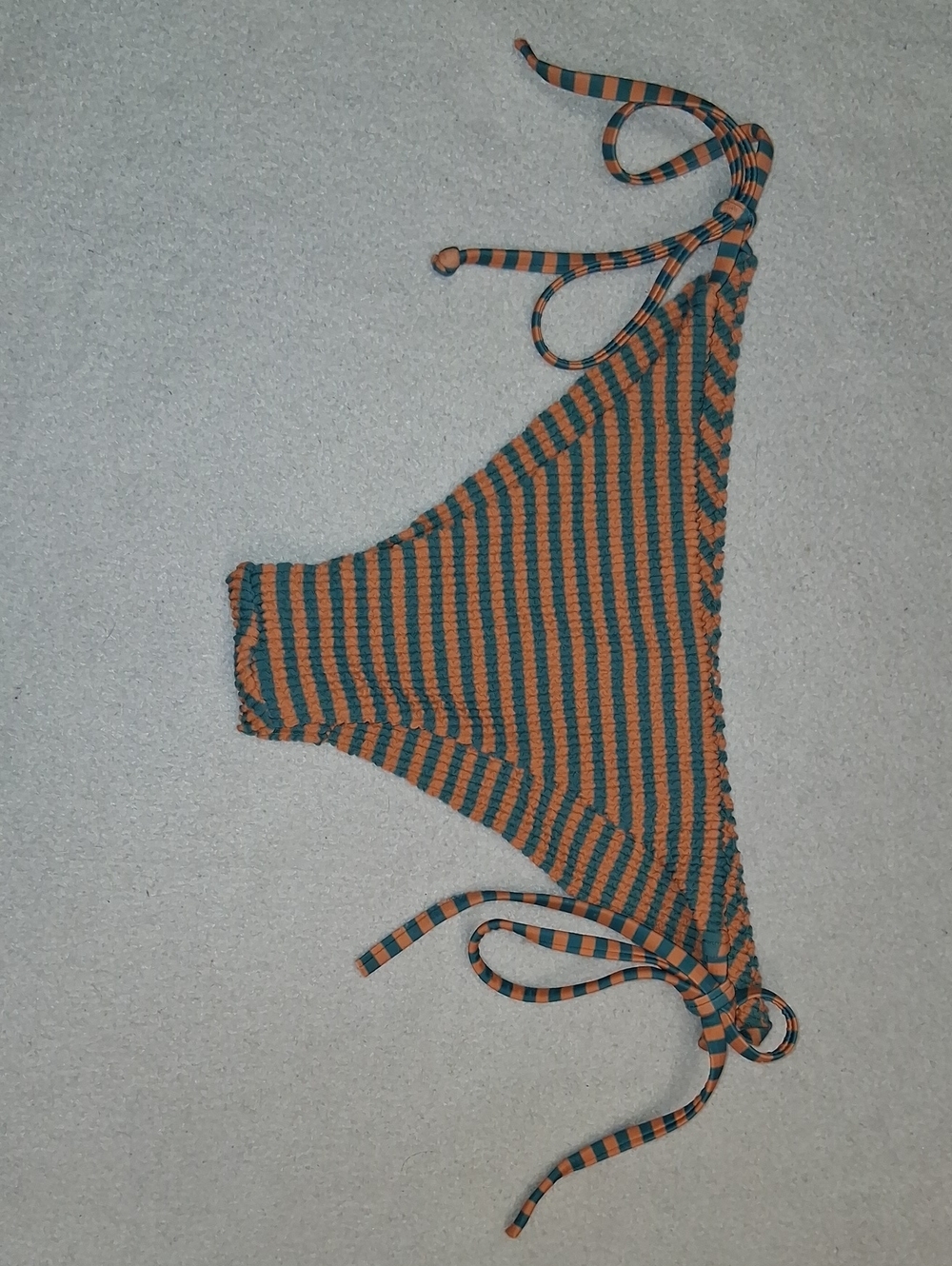 Billabong Orange and Teal Striped Tie-Side Bikini Bottom